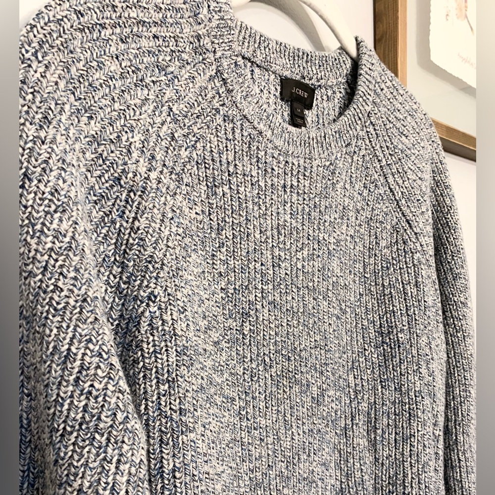 J Crew Knit Sweater, blue-grey and cream, Warm Sweater, Unisex